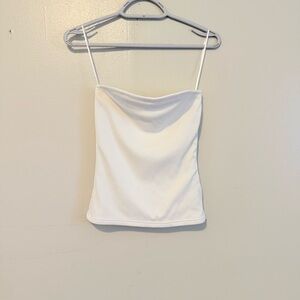 Twik White Ribbed Strapless Top